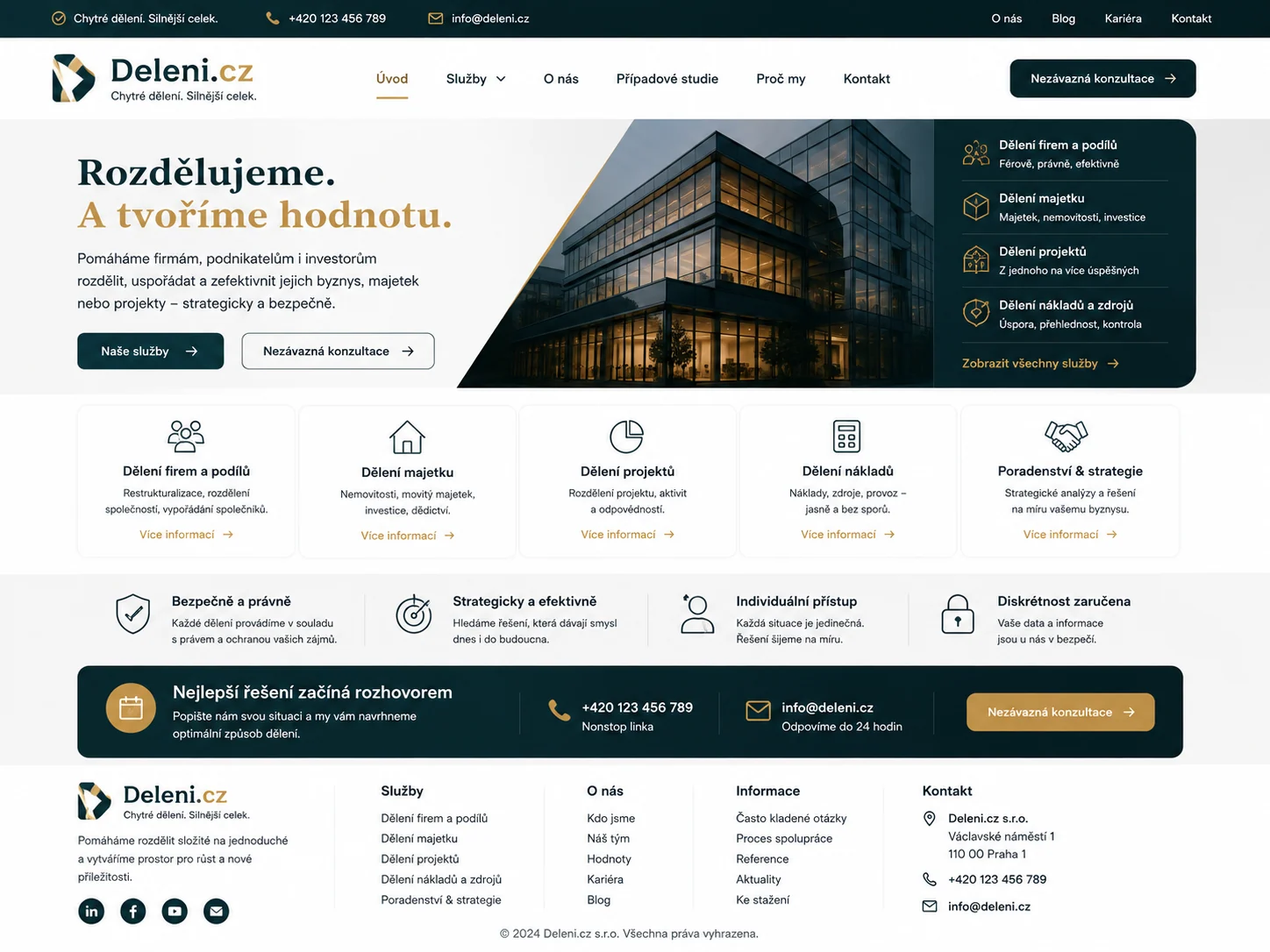 Další ilustrační návrh webu Deleni.cz: Dělení firem a projektů