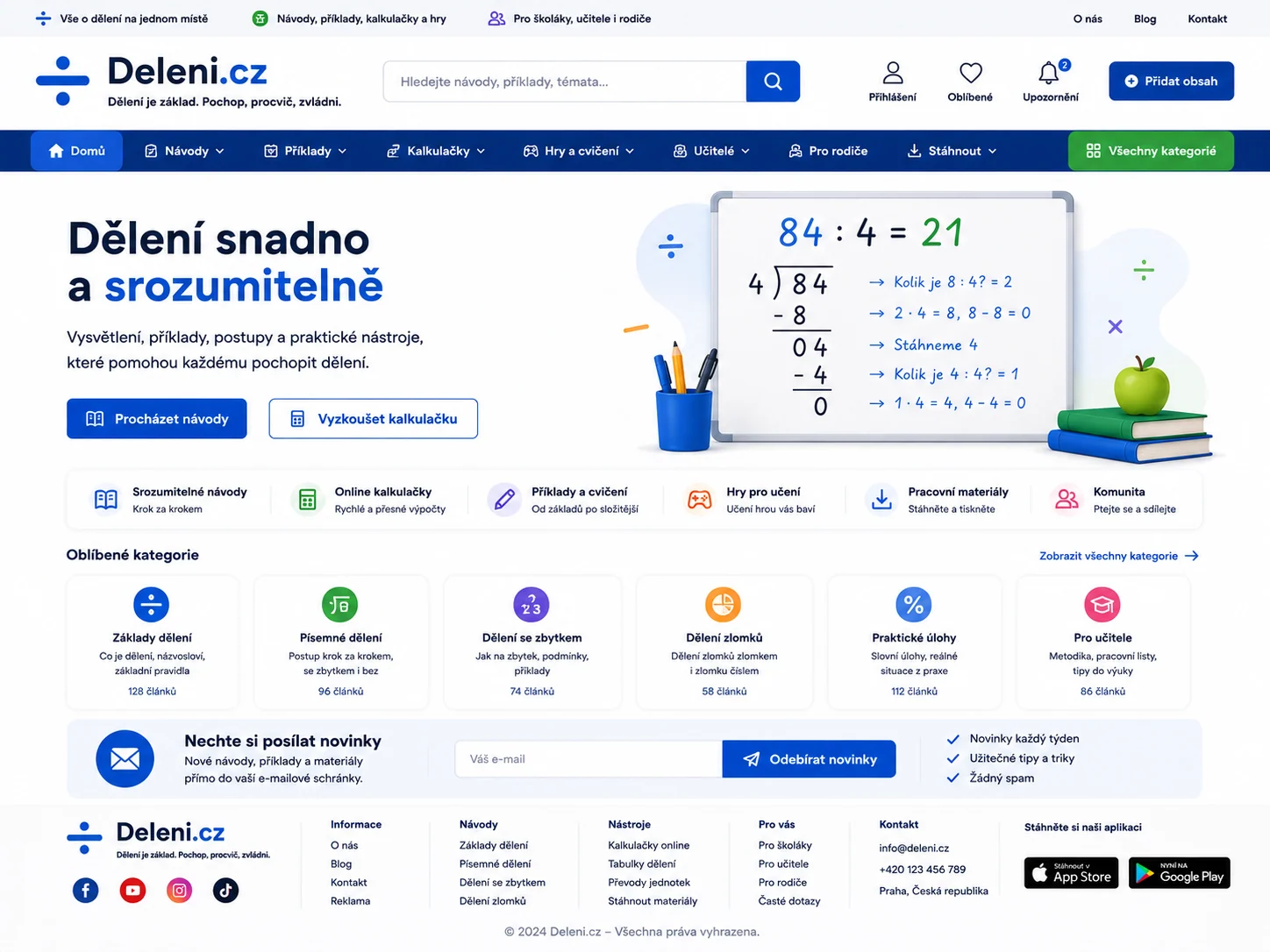 Další ilustrační návrh webu Deleni.cz: Matematické dělení